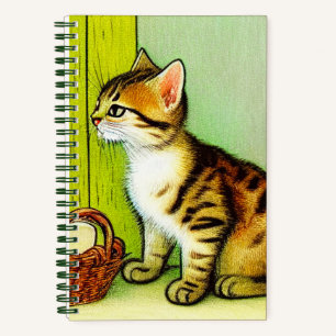 Cuaderno Ilustracion de gato de tabby de época