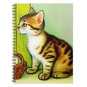 Cuaderno Ilustracion de gato de tabby de época