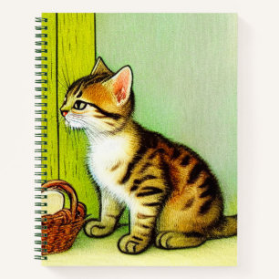 Cuaderno Ilustracion de gato de tabby de época