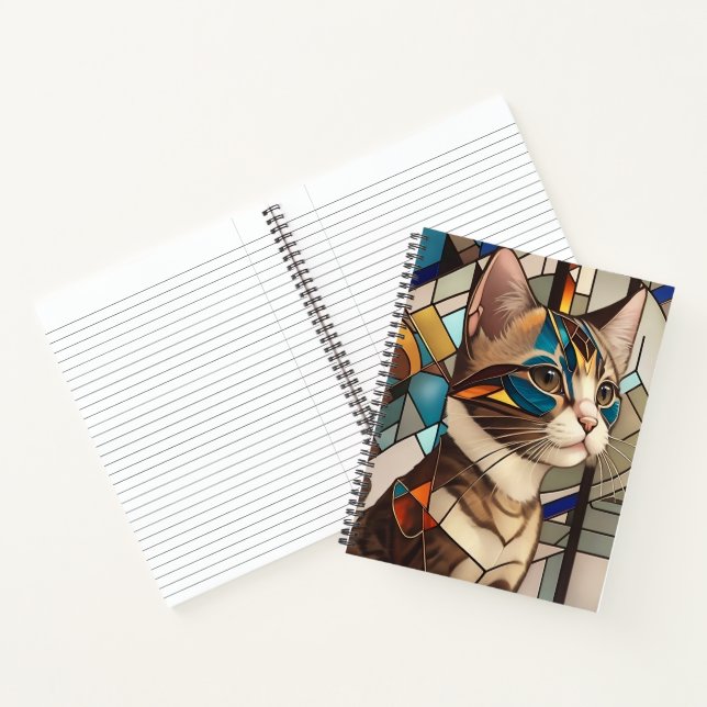 Cuaderno Ilustración de Gato de Vidrio Emplomado (Interior)
