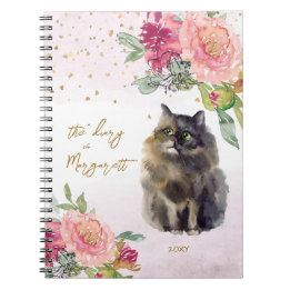 Cuaderno Ilustracion de gato persa florece diario Chica