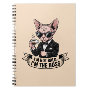Cuaderno Ilustración de gato Sphynx jefe y café