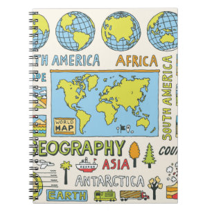 Cuaderno Ilustracion de geografía de época dibujado a mano