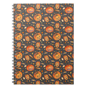 Cuaderno Ilustracion de Halloween con calabaza y murciélago
