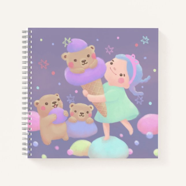 Cuaderno Ilustración de helado de oso dulce (Anverso)