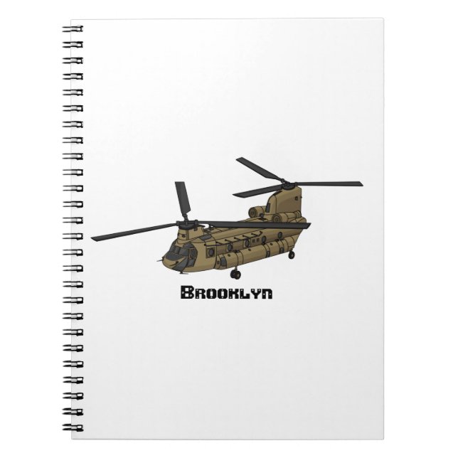 Cuaderno Ilustracion de helicópteros militares de Chinook (Frente)
