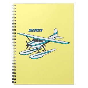 Cuaderno Ilustracion de hidroavión azul blanco