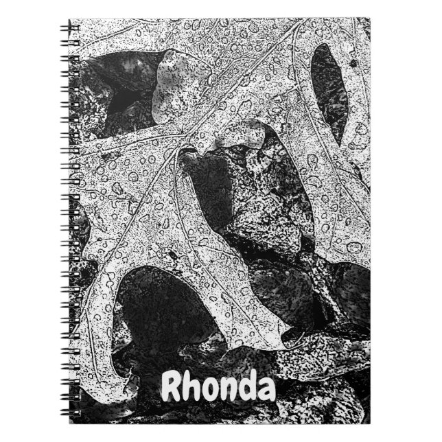 Cuaderno Ilustracion de hojas en blanco y negro (Frente)