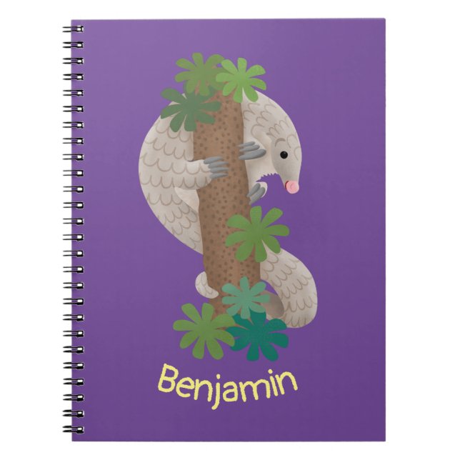 Cuaderno Ilustracion de hormigón de pangolin feliz (Frente)