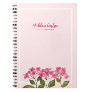 Cuaderno Ilustración de Hortensias Lacecaps en Acuarela Ros
