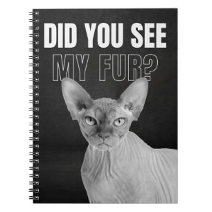 Cuaderno Ilustración de humor de gato Sphynx sarcástico pel