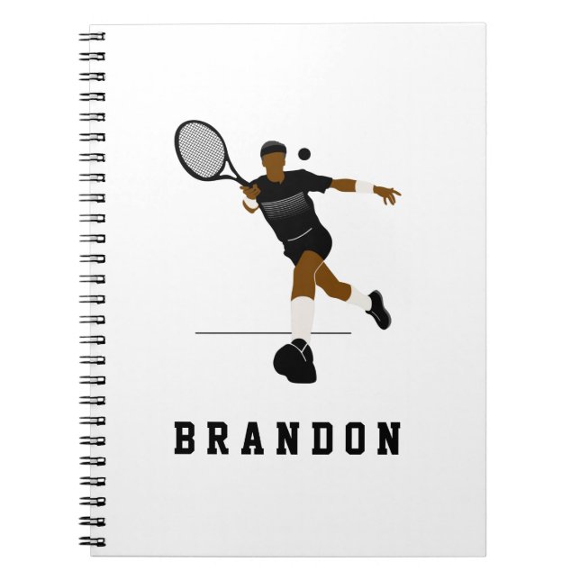Cuaderno Ilustración de jugador de tenis y nombre personali (Frente)
