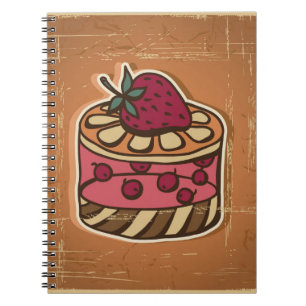 Cuaderno Ilustracion de la torta en estilo retro