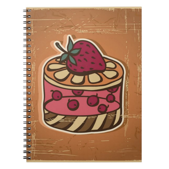 Cuaderno Ilustracion de la torta en estilo retro (Frente)