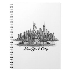 Cuaderno Ilustración de línea del horizonte de la ciudad de