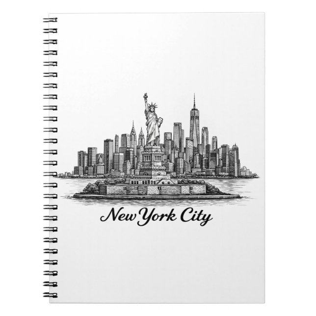 Cuaderno Ilustración de línea del horizonte de la ciudad de (Frente)