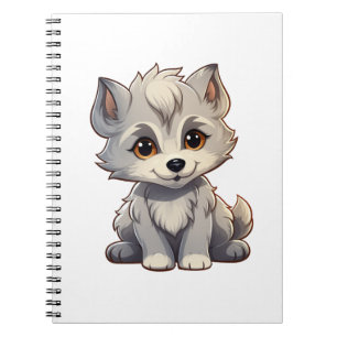 Cuaderno Ilustración de lobo de dibujos animados