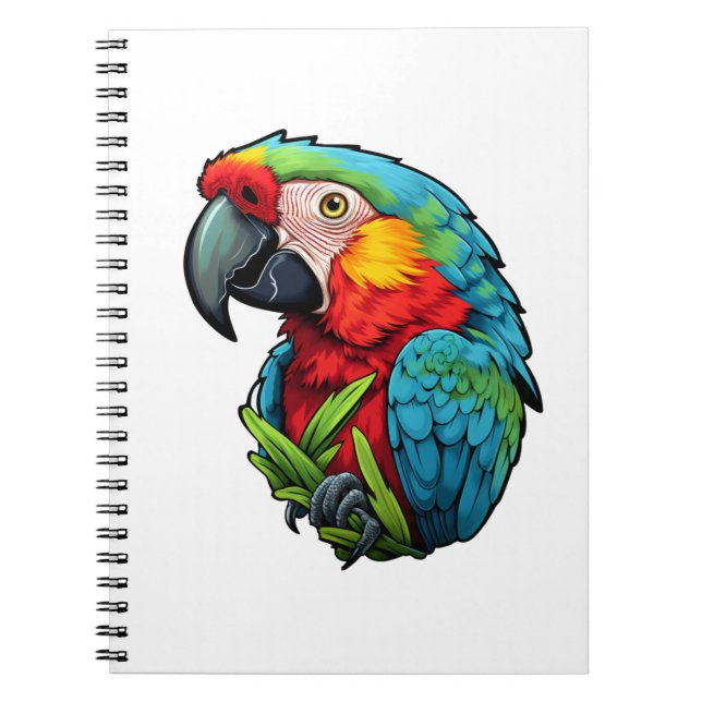 Cuaderno ilustracion de loro personalizado (Frente)