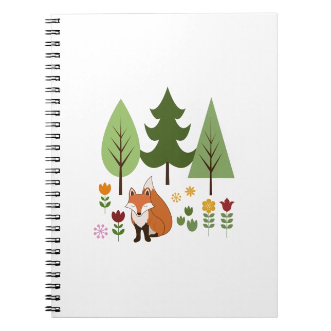 Cuaderno Ilustracion de los árboles de flores Fox al estilo (Frente)