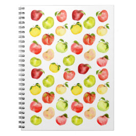 Cuaderno Ilustracion de manzana verde rojo acuarela otoño