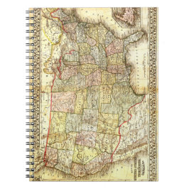 Cuaderno Ilustración de mapa vintage de Estados Unidos anti