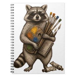 Cuaderno Ilustración de mapache pintor genial