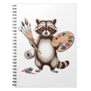 Cuaderno Ilustración de mapache pintor genial