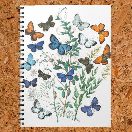 Cuaderno Ilustración de mariposas vintage en una