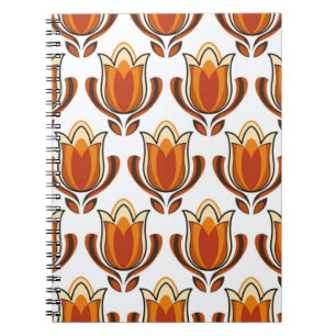 Cuaderno ilustracion de material de patrón retro de los año