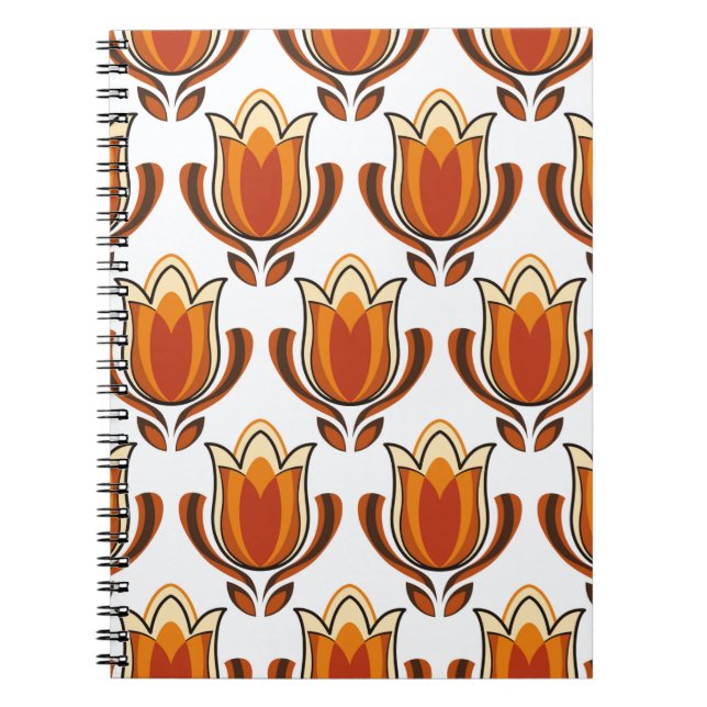 Cuaderno ilustracion de material de patrón retro de los año (Frente)