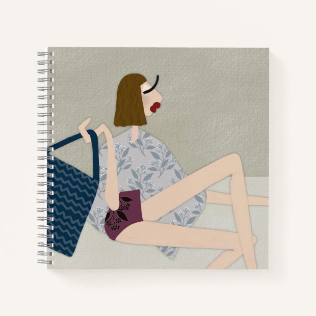 Cuaderno Ilustracion de moda Babe en la playa de Verano (Anverso)