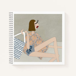Cuaderno Ilustración de moda de chica de verano en la playa