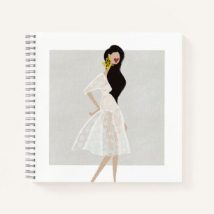 Cuaderno Ilustración de moda de una fashionista con vestido