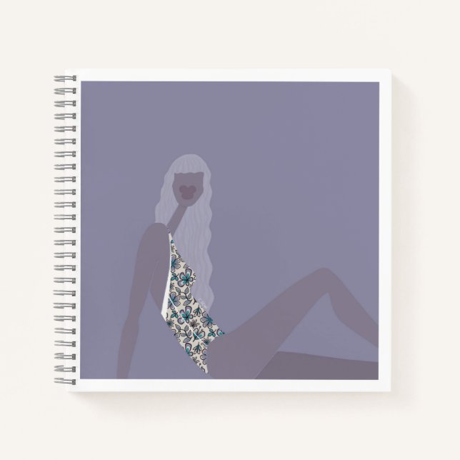 Cuaderno Ilustración de Moda Mujer Chic Púrpura Arte Modern (Anverso)