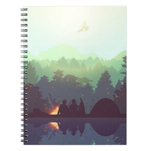 Cuaderno Ilustracion de montaña Camping Adventure Forest (Frente)