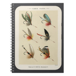 Cuaderno Ilustración de moscas de lago vintage