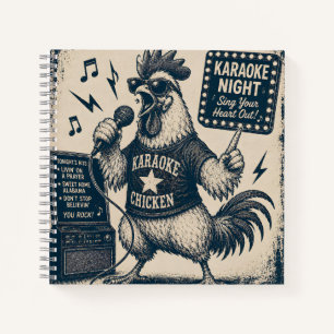 Cuaderno Ilustración de música vintage de gallo cantor dive