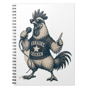 Cuaderno Ilustración de música vintage de gallo cantor dive