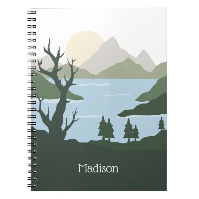 Cuaderno Ilustracion de naturaleza de nombre personalizado (Frente)