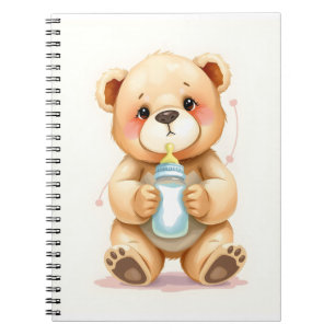 Cuaderno Ilustración de osito de peluche bebé en acuarela a