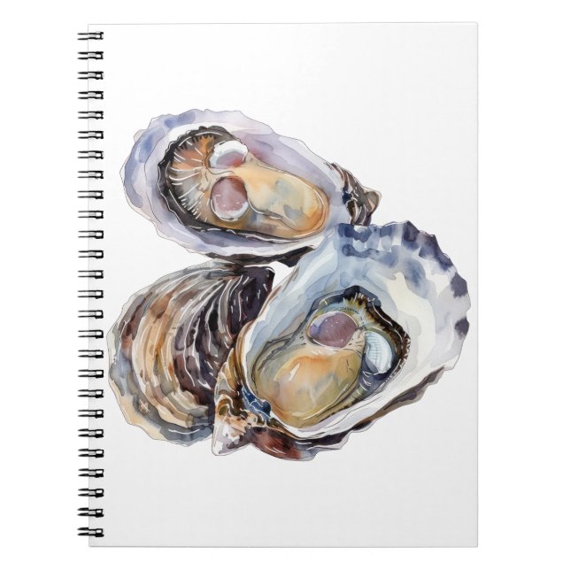 Cuaderno Ilustracion de ostras de acuarela vibrante (Frente)