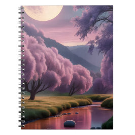 Cuaderno Ilustración de paisaje de ensueño lunar de fantasí