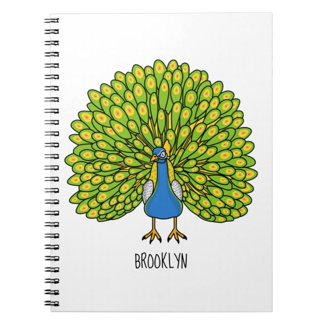 Cuaderno Ilustracion de pájaro pavo real (Frente)
