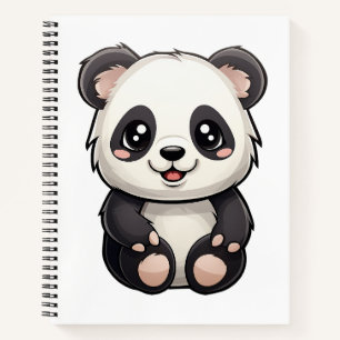 Cuaderno Ilustración de panda de dibujos animados