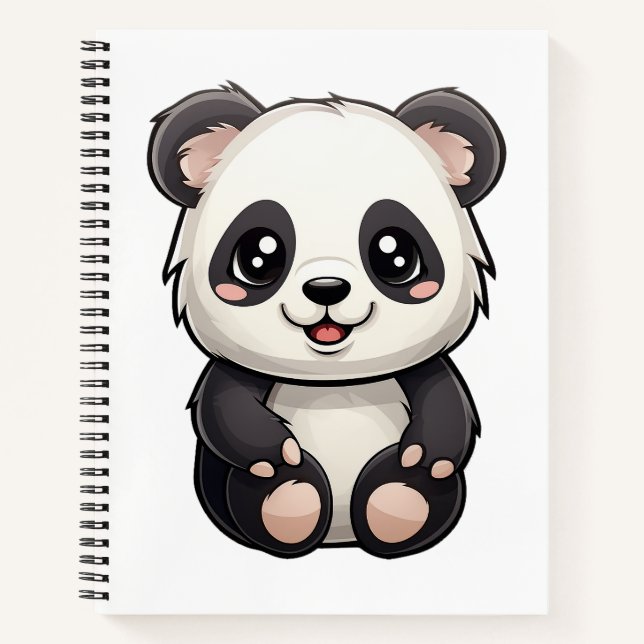 Cuaderno Ilustración de panda de dibujos animados (Anverso)