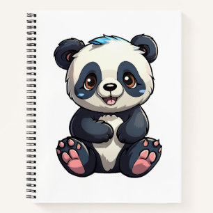 Cuaderno Ilustración de panda de dibujos animados