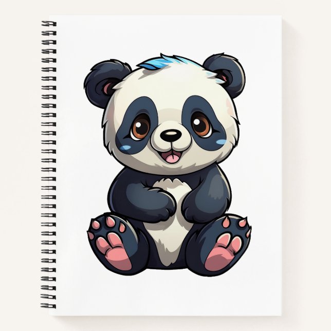 Cuaderno Ilustración de panda de dibujos animados (Anverso)