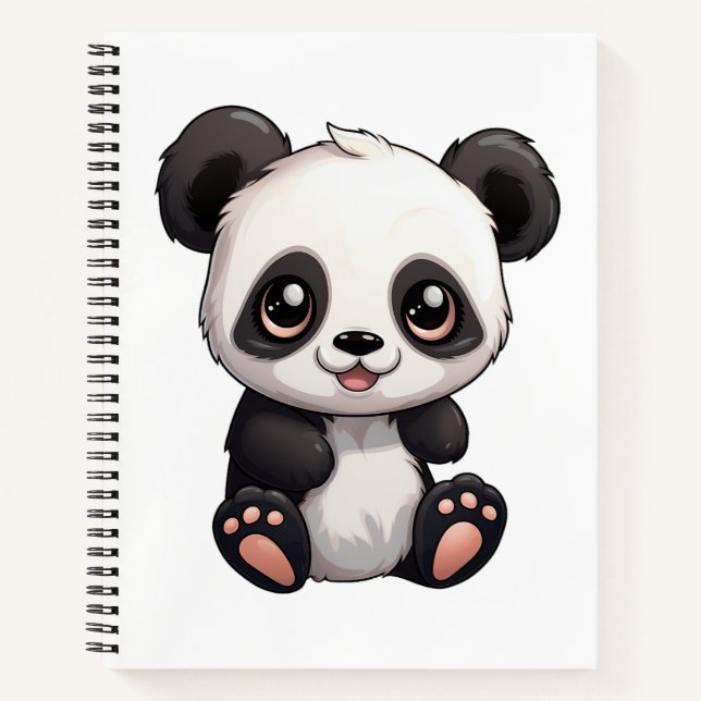 Cuaderno Ilustración de panda de dibujos animados (Anverso)