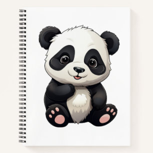 Cuaderno Ilustración de panda de dibujos animados