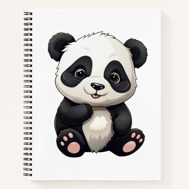 Cuaderno Ilustración de panda de dibujos animados (Anverso)